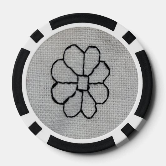 Blackwork embroidery poker chip (Achterkant)