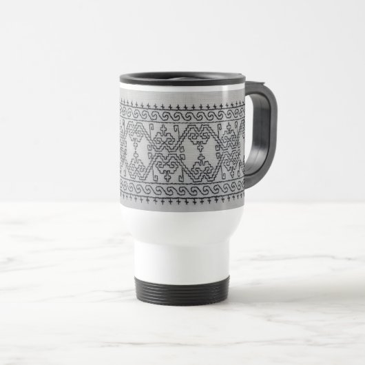 Blackwork embroidery travel mug (Devant droit)