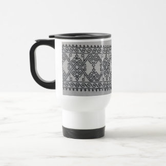 Blackwork embroidery travel mug