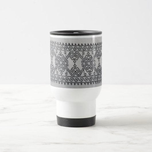 Blackwork embroidery travel mug (Centre)