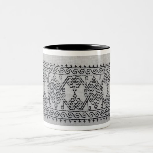 Blackwork embroidery two tone mug (Centre)