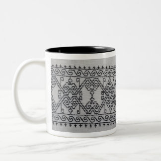 Blackwork embroidery two tone mug tweekleurige koffiemok