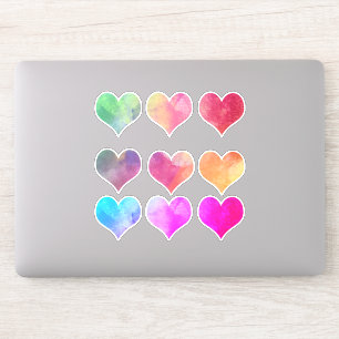blad/9 Kleurrijke Hart Gevormde Uitgesneden Decals Sticker