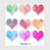 blad/9 Kleurrijke Hart Gevormde Uitgesneden Decals Sticker (Vel)