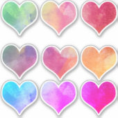 blad/9 Kleurrijke Hart Gevormde Uitgesneden Decals Sticker (Voorkant)