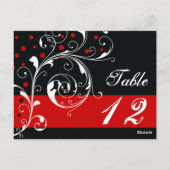 Blad Blad zwart, rode bruiloft Tafelnummer (Achterkant)