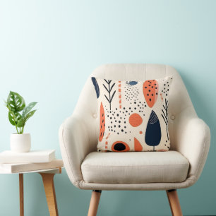 Blad boho patroon handgetekend minimale kleuren kussen