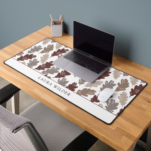 Blad botanisch patroon pruim taupe bureaumat (Kantoor 2)