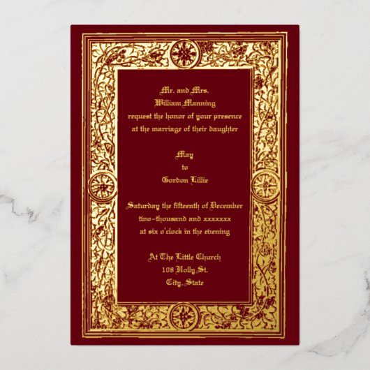 Blad en bessen uit het Victoriaanse tijdperk van A Folie Uitnodiging (Voorkant)