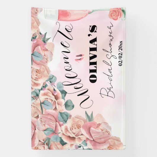 blad - en prosecco - vrijgezellenfeest - welkomstt spandoek (Verticaal)