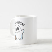 Blad Gebeurd door Funny Ghost Pun Koffiemok (Voorkant links)