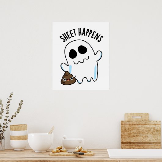 Blad Gebeurd door Funny Ghost Pun Poster (Keuken)