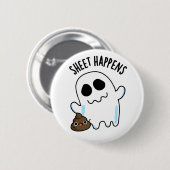 Blad Gebeurd door Funny Ghost Pun Ronde Button 5,7 Cm (Voorkant /achterkant)
