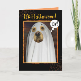 Blad gebeurt Funny Golden Retriever Halloween Kaart