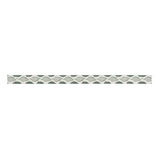 Blad (groen op crème) grosgrain lint (Voorkant)