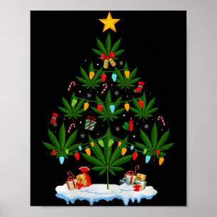 Blad Kerstboom Wiet Stoner Kerst Premium Tri-b Poster