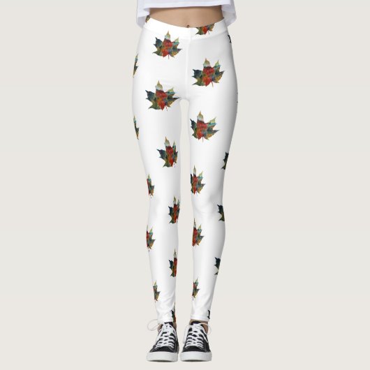 Blad, Kleurrijke Foliage Aangepaste Leggings (Voorkant)