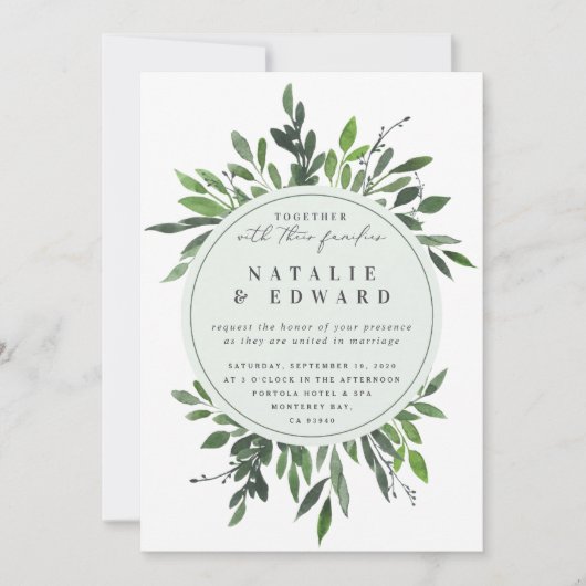 blad lijst foto bruiloft uitnodiging. kaart (Voorkant)