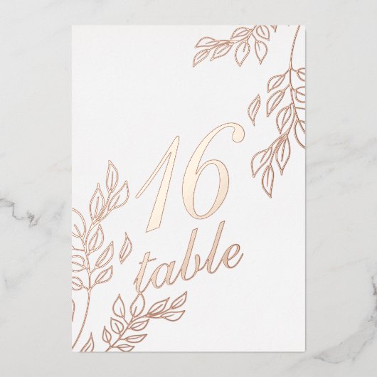 Blad Loofwerk Goud Geperste Folie Tafelnummer (Voorkant)