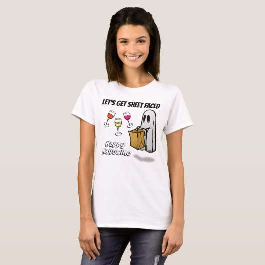 Blad met gezichtsveld Happy Hallowine T-shirt (Voorkant volledig)