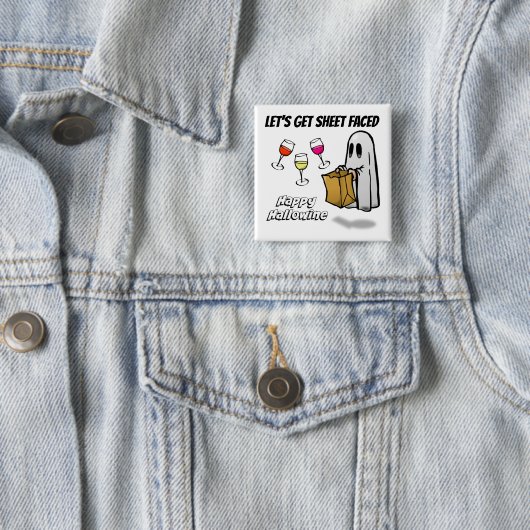 Blad met gezichtsveld Happy Hallowine Vierkante Button 5,1 Cm (In situ)