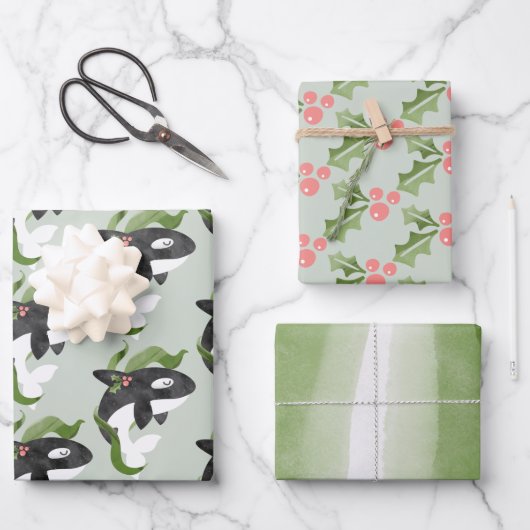 Blad met platte vellen vellen voor orca-kerstmis v (Voorkant)