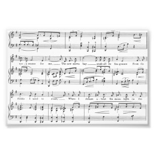 Blad Music Black en White Pattern Foto Afdruk