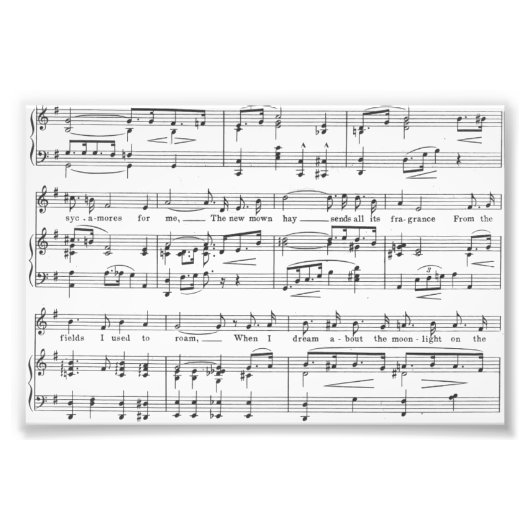 Blad Music Black en White Pattern Foto Afdruk (Voorkant)