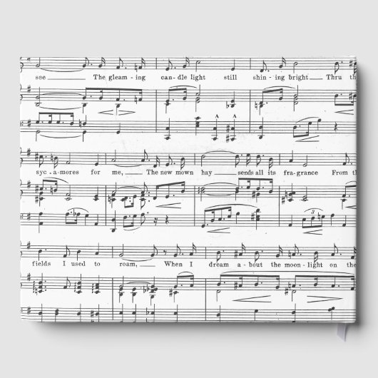 Blad Music Black en White Pattern Gastenboek (Achterkant)