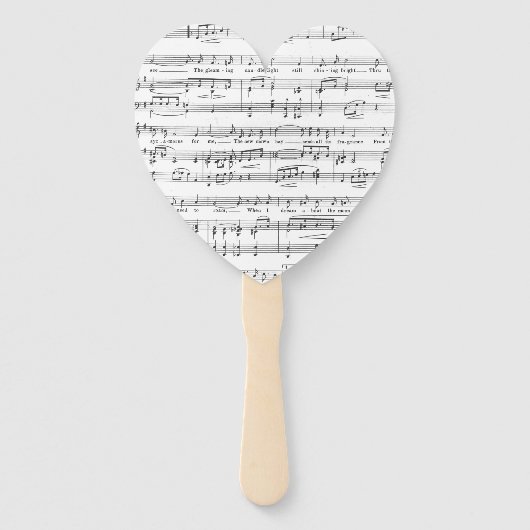 Blad Music Black en White Pattern Handwaaier (Voorkant)