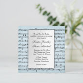 Blad Music Blue Wedding Uitnodiging (Staand voorkant)