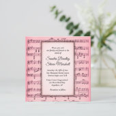 Blad Music Pink Wedding Uitnodiging (Staand voorkant)