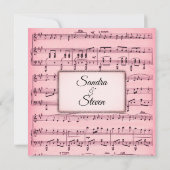 Blad Music Pink Wedding Uitnodiging (Achterkant)