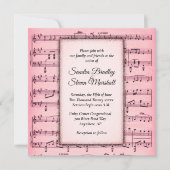 Blad Music Pink Wedding Uitnodiging (Voorkant)