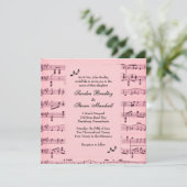 Blad Music Pink Wedding Uitnodiging (Staand voorkant)