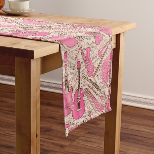 Blad Muziek en instrumenten Roze/Ivory ID481 Korte Tafelloper (Voorbeeld)