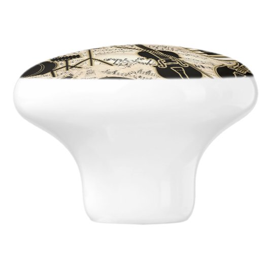 Blad Muziek en instrumenten zwart/goud ID481 Keramische Knop (Zijkant)