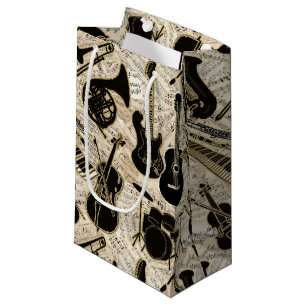 Blad Muziek en instrumenten zwart/goud ID481 Klein Cadeauzakje