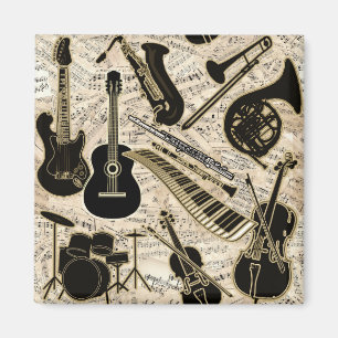 Blad Muziek en instrumenten zwart/goud ID481 Magneet