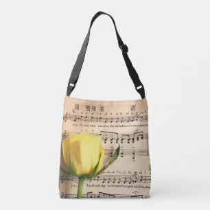 Blad Muziek Geel Rose Crossbody Tas