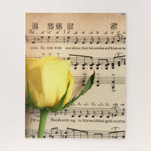 Blad Muziek Geel Rose Legpuzzel