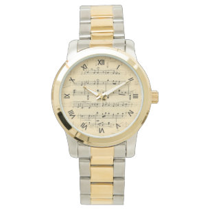 Blad Muziek — Romeinse cijfers Horloge