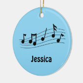 Blad Muzieknoten Periwinkle Gepersonaliseerde datu Keramisch Ornament (Links)