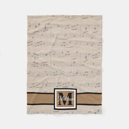  blad Muzieknotitie Muzikaans monogram Fleece Deken (Voorkant)