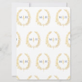 Blad ovale lijn art bruiloft goud marine blauw wit kaart (Achterkant)