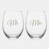 Blad ovale lijn art bruiloft Olijfgroen Wijnglas Zonder Voet (Achterkant)