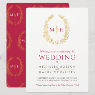 Blad ovale lijn art bruiloft zwart rood goud op wi kaart