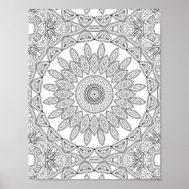 Blad Ring Mozaïek Kleurplaat Patroon Ontwerp Poster