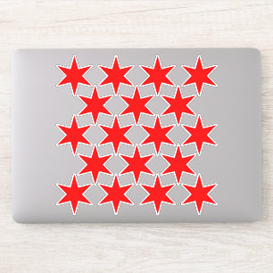 Blad van 18 Red Chicago Flag Stars Vinyl Stickers