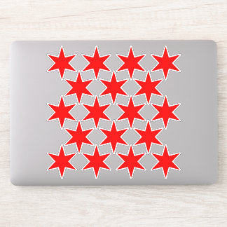 Blad van 18 Red Chicago Flag Stars Vinyl Stickers
